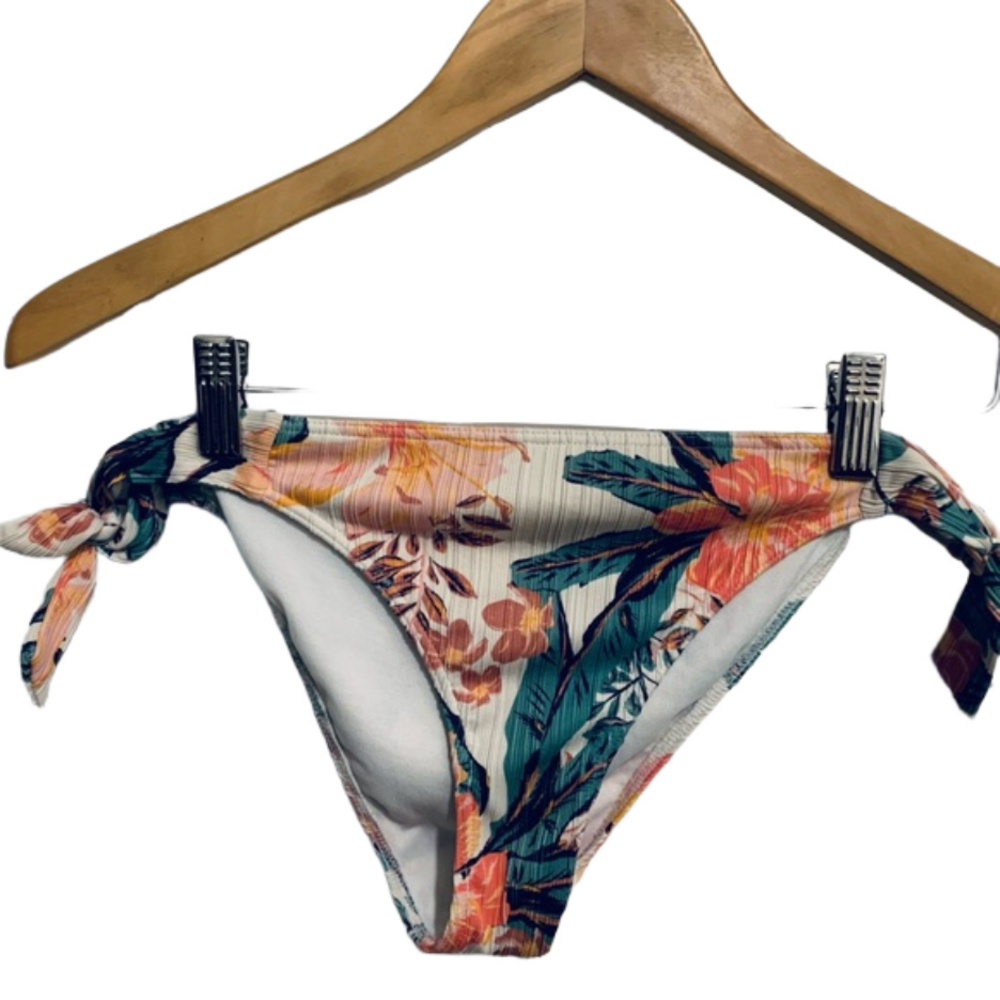 Roxy Hawaiian print side tie Bikini Bottoms M